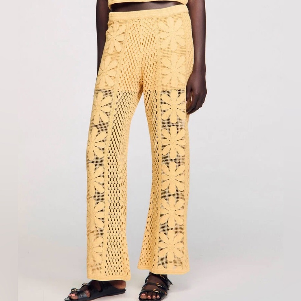 SANDRO CROCHET STRAIGHT-LEG TROUSERS